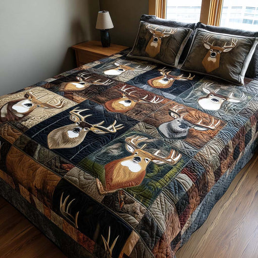 Rustic Deer 3-Piece Quilted Bedding Set - Single (59" x 70")