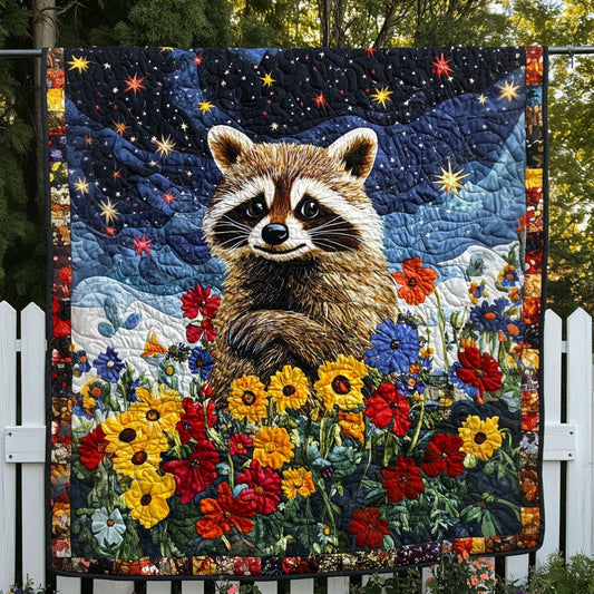 Rustic Raccoon Quilted Blanket - Throw (55" x 60")