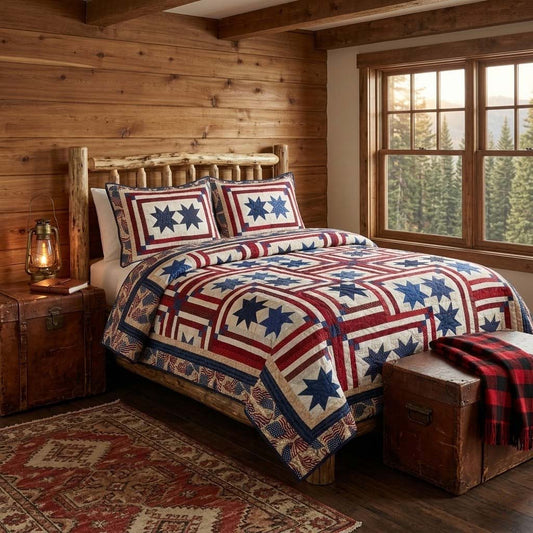 Rustic Starfield 3-Piece Quilted Bedding Set - Single (59" x 70")