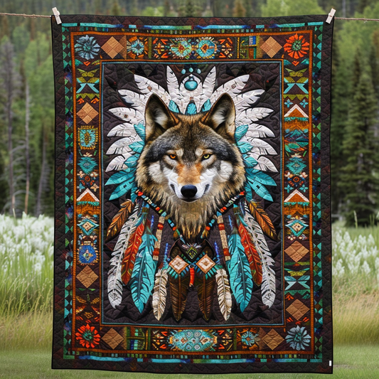 Sacred Wolf Quilted Blanket - Throw (55" x 60")