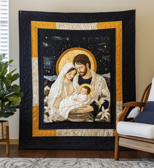 Sacred Christmas Scene Quilted Blanket - Throw (55" x 60")