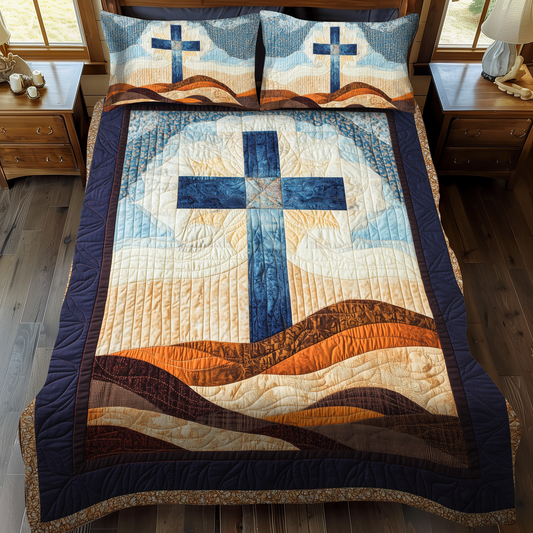 Sacred Cross 3-Piece Quilted Bedding Set - Single (59" x 70")