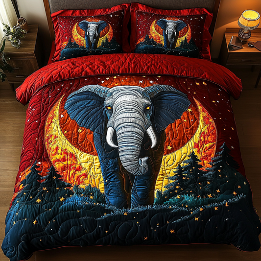 Sacred Elephant 3-Piece Quilted Bedding Set - Single (59" x 70")