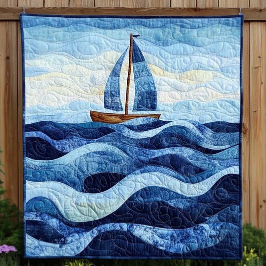 Sailing Waves Quilted Blanket - Throw (55" x 60")