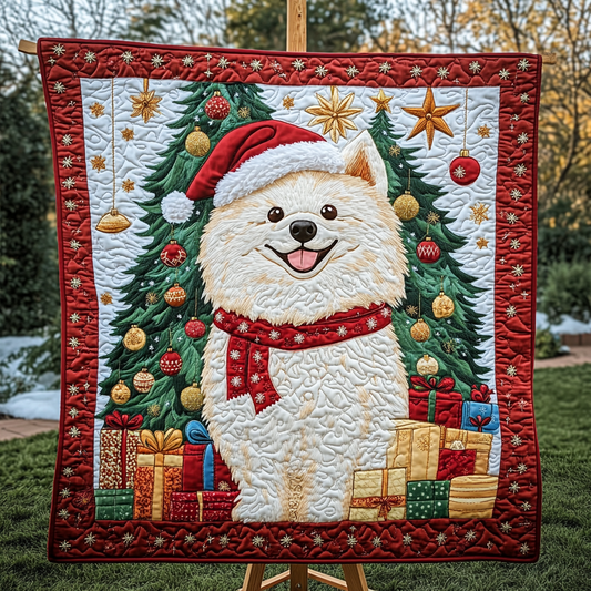 Samoyed Christmas Joy Quilted Blanket - Throw (55" x 60")