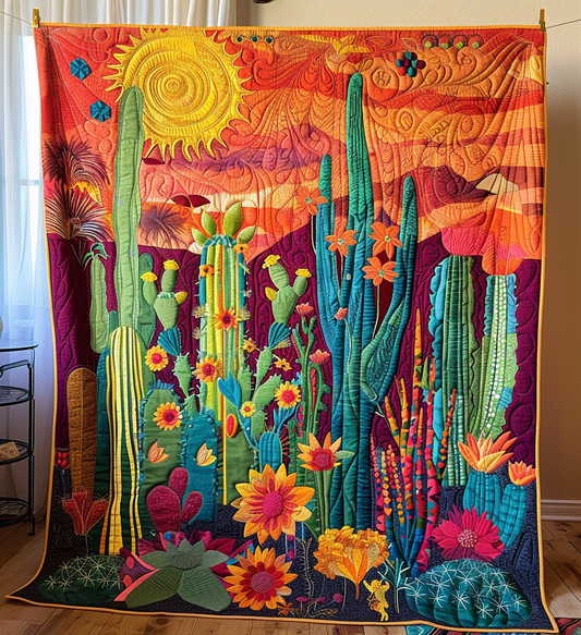 Sanguaro Sunset Quilted Blanket - Throw (55" x 60")