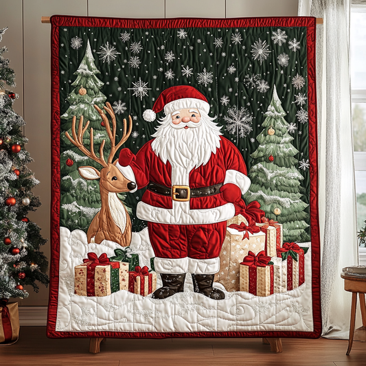 Santa Cheer Quilted Blanket - Throw (55" x 60")