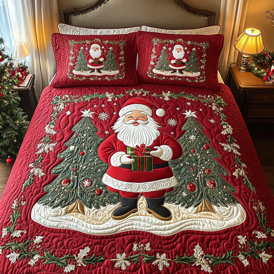Santa Cheerful Journey Quilted Bedding Set - Single (59" x 70")
