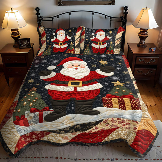 Santa Christmas 3-Piece Quilted Bedding Set - Single (59" x 70")