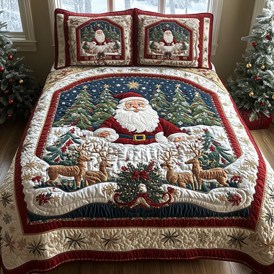 Santa Christmas Joyride Quilted Bedding Set - Single (59" x 70")