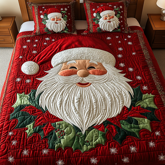 Santa Delight 3-Piece Quilted Bedding Set - Single (59" x 70")