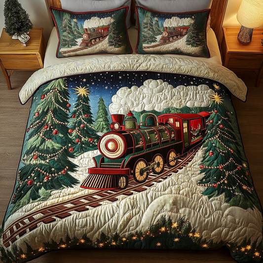 Santa Express 3-Piece Quilted Bedding Set - Single (59" x 70")
