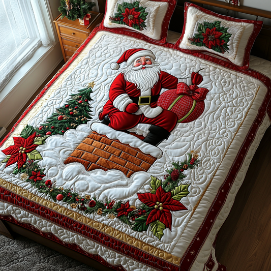 Santa Gift Bag Quilted Bedding Set - Single (59" x 70")
