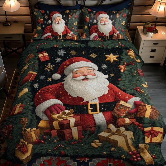 Santa Gift Galore 3-Piece Quilted Bedding Set - Single (59" x 70")
