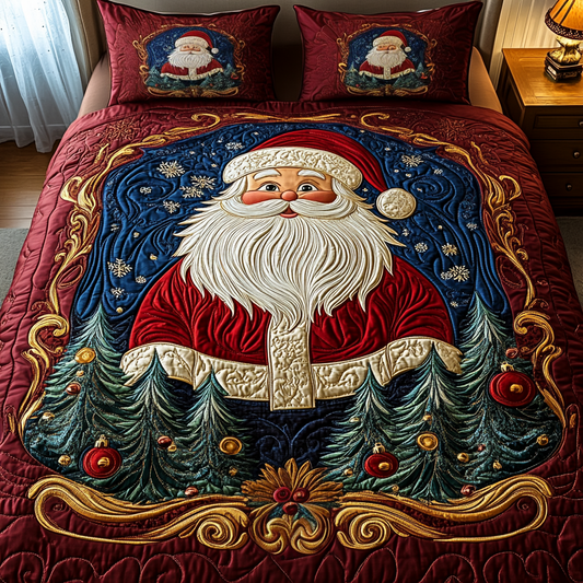 Santa Joy 3-Piece Quilted Bedding Set - Single (59" x 70")