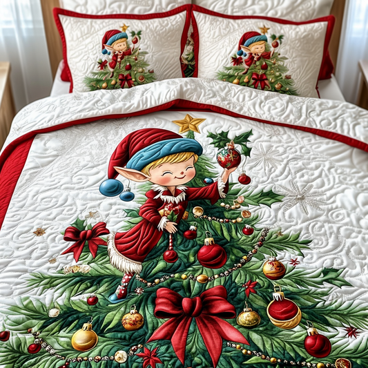 Santa Little Helper Quilted Bedding Set - Single (59" x 70")