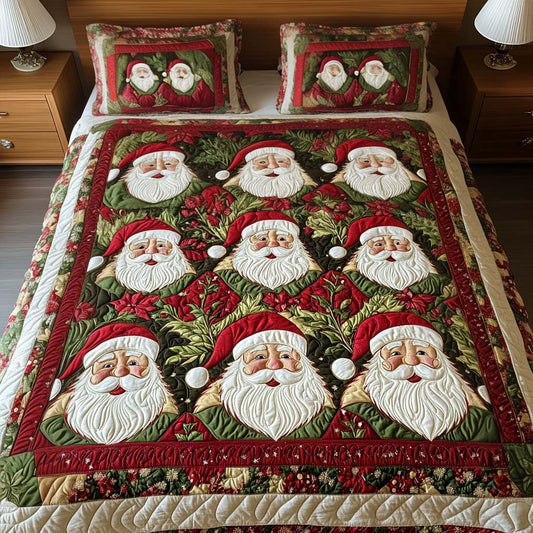 Santa Merry Gathering 3-Piece Quilted Bedding Set - Single (59" x 70")
