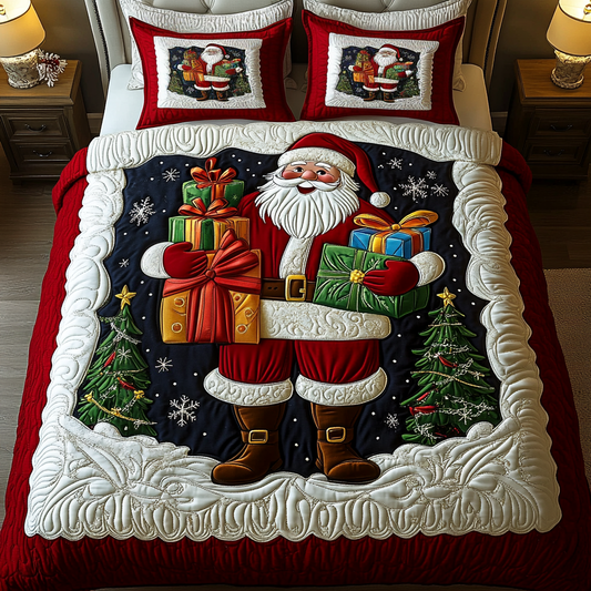 Santa Sleigh 3-Piece Quilted Bedding Set - Single (59" x 70")
