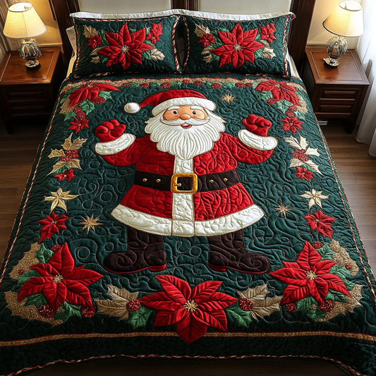 Santa Sleigh Ride 3-Piece Quilted Bedding Set - Single (59" x 70")