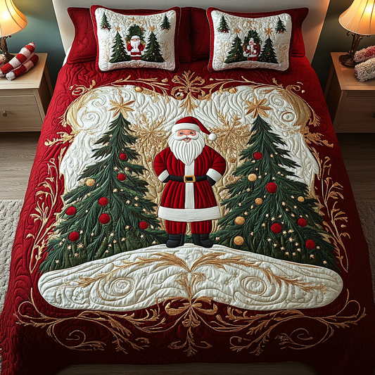 Santa Wonderland 3-Piece Quilted Bedding Set - Single (59" x 70")