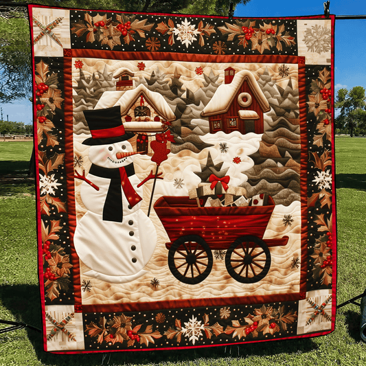 Santa's Festive Village Quilted Blanket - Throw (55" x 60")