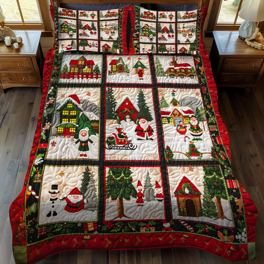 Santa's Jolly Journey 3-Piece Quilted Bedding Set - Single (59" x 70")