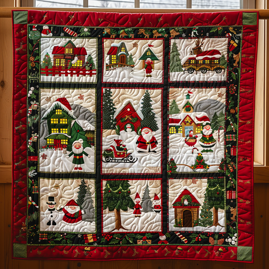 Santa's Jolly Journey Quilted Blanket - Throw (55" x 60")