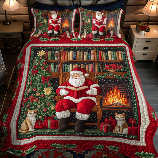 Santas Storytime Delight 3-Piece Quilted Bedding Set - Single (59" x 70")