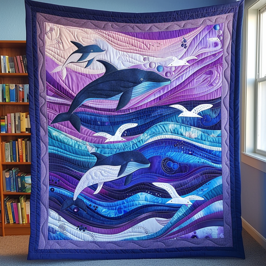 Sapphire Swirls Quilted Blanket - Throw (55" x 60")