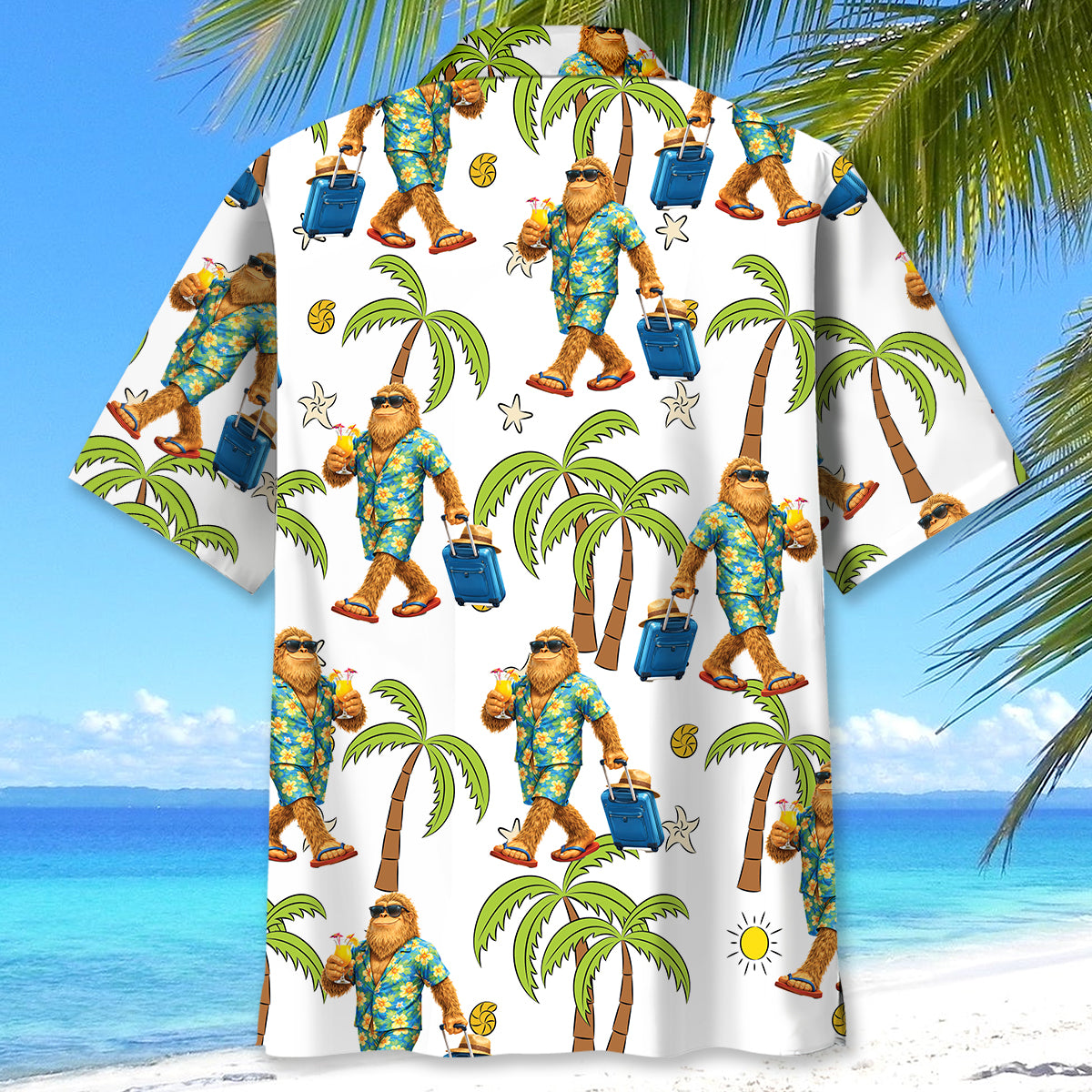 Sasquatch Summer Vacation Hawaiian Shirt - XL - hawaiian shirt