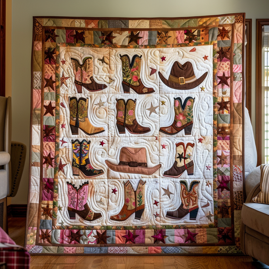 Sassy Cowgirl Delight Quilted Blanket - Throw (55" x 60")