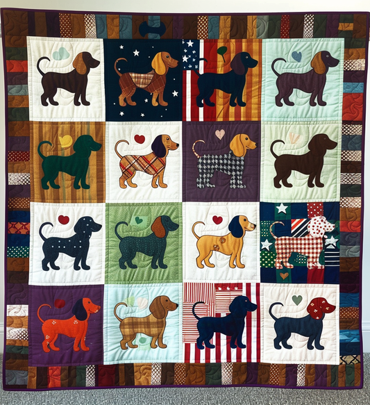 Sausage Dog Slumber Quilted Blanket - Throw (55" x 60")