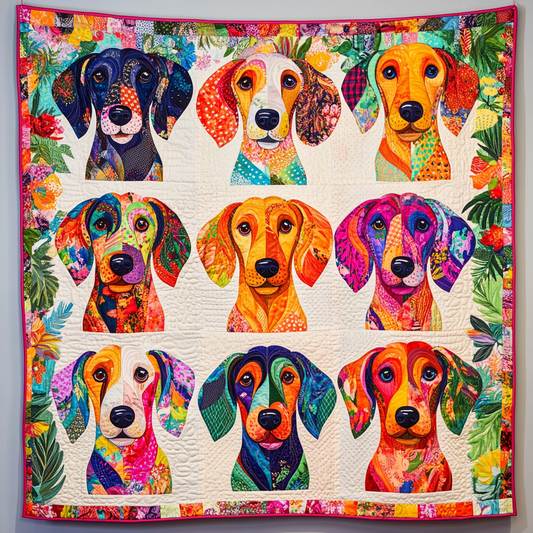 Sausage Dog Swirls Quilted Blanket - Throw (55" x 60")