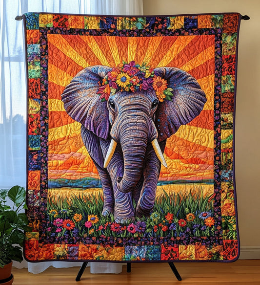 Savannah Elephant Dreams Quilted Blanket - Throw (55" x 60")