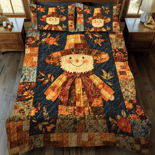 Scarecrow Autumn Festivities 3-Piece Quilted Bedding Set - Single (59" x 70")
