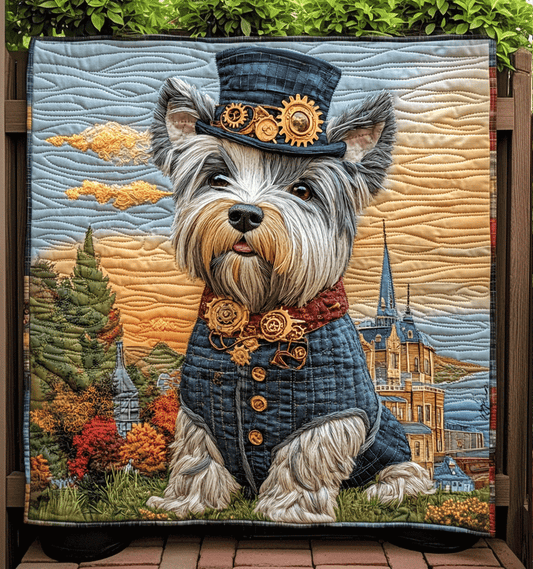 Scottie At Sunset Quilted Blanket - Throw (55" x 60")