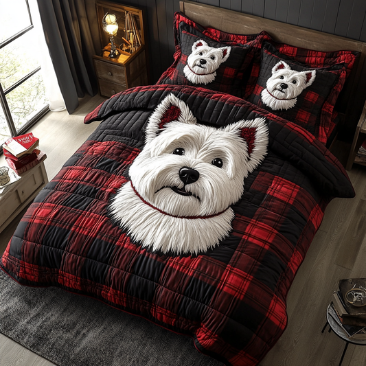 Scottish Pup 3-Piece Quilted Bedding Set - Single (59" x 70")