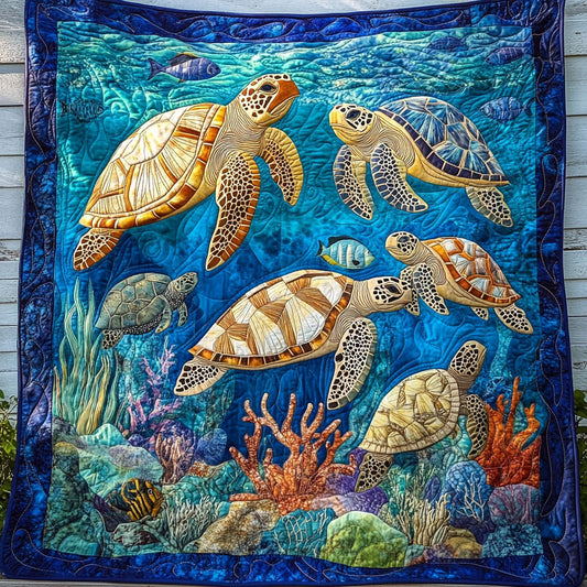 Sea Shell Serenity Quilted Blanket - Throw (55" x 60")