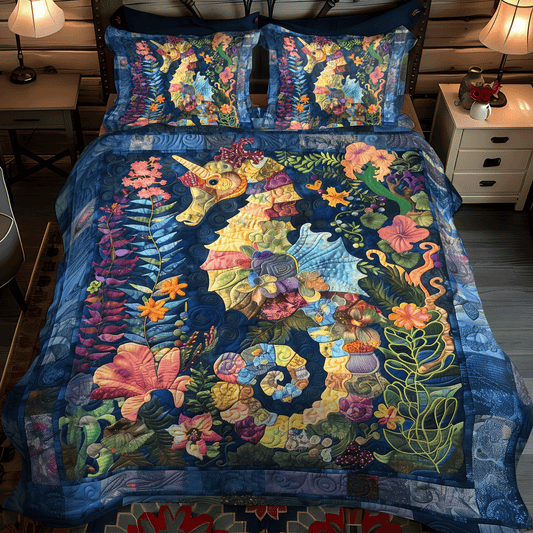Sea Spirits 3-Piece Quilted Bedding Set - Single (59" x 70")