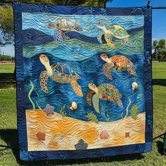 Sea Turtle Playground Quilted Blanket - Throw (55" x 60")