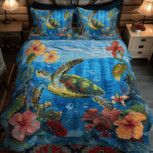 Seascape Symphony 3-Piece Quilted Bedding Set - Single (59" x 70")