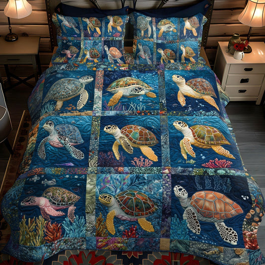 Seaside Harmony 3-Piece Quilted Bedding Set - Single (59" x 70")