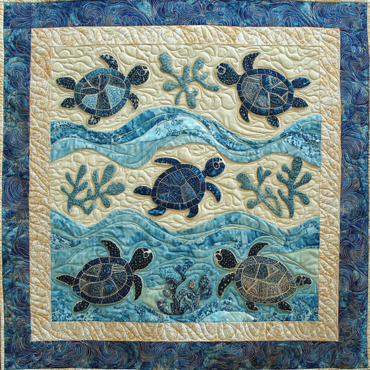 Seaside Turtle Quilted Blanket - Baby (30" x 40")
