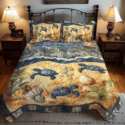 Seaward Hatchlings 3-Piece Quilted Bedding Set - Single (59" x 70")