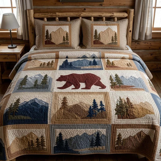 Serene Bear Highlands 3-Piece Quilted Bedding Set - Single (59" x 70")
