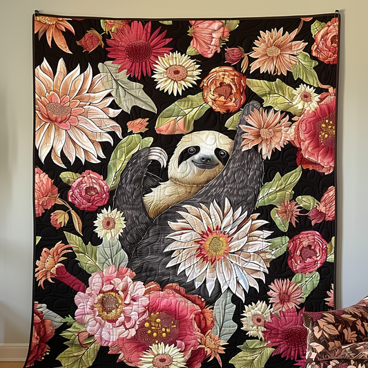 Serene Sloth Quilted Blanket - Throw (55" x 60")