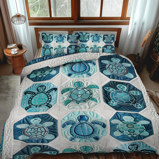 Serenity Turtle 3-Piece Quilted Bedding Set - Single (59" x 70")