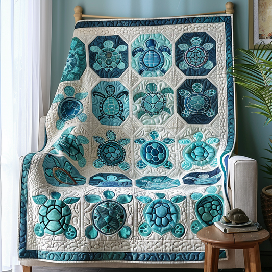 Serenity Turtle Quilted Blanket - Throw (55" x 60")