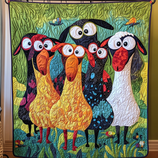 Sheep Gang Quilted Blanket - Throw (55" x 60")
