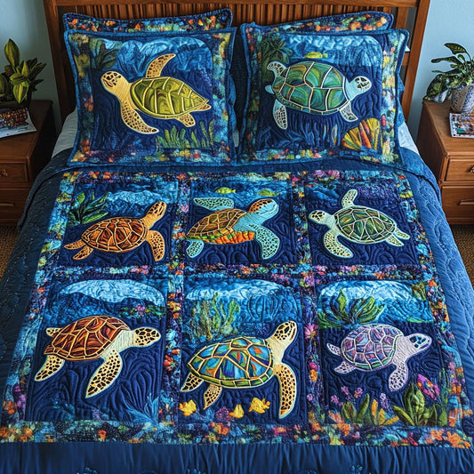 Shell Haven 3-Piece Quilted Bedding Set - Single (59" x 70")